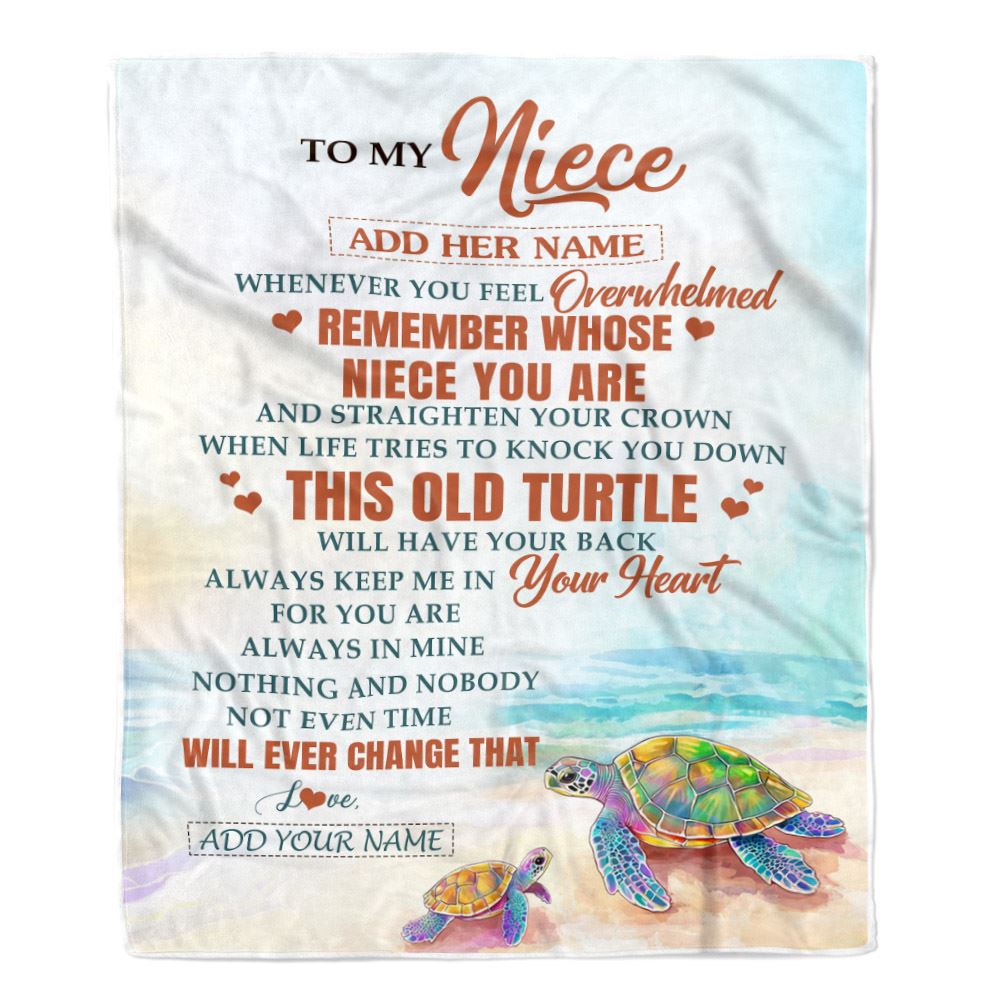 Personalized To My Niece Gifts Blanket From Aunt Uncle Whenever Turtle Unique Birthday Gifts For Niece Graduation Christmas Customized Custom Fleece Blanket | siriusteestore