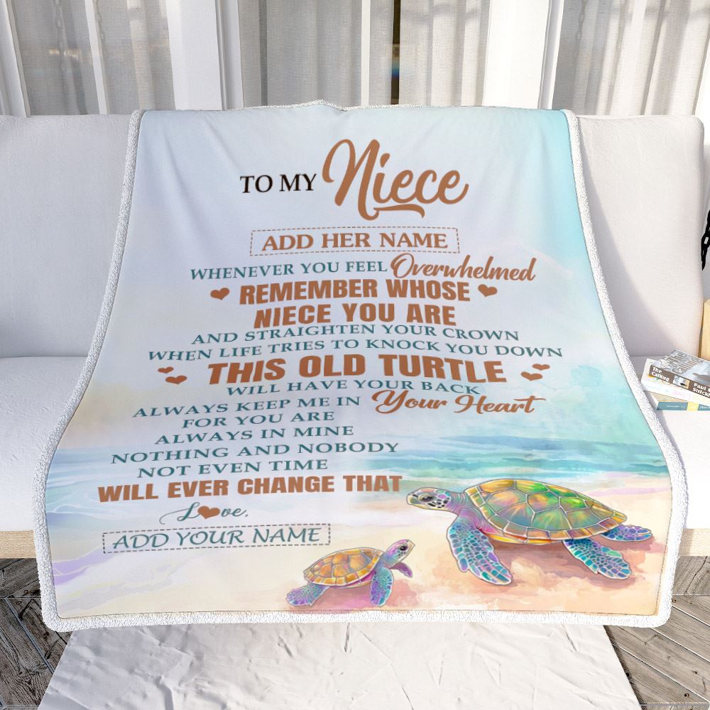 Personalized To My Niece Gifts Blanket From Aunt Uncle Whenever Turtle Unique Birthday Gifts For Niece Graduation Christmas Customized Custom Fleece Blanket | siriusteestore
