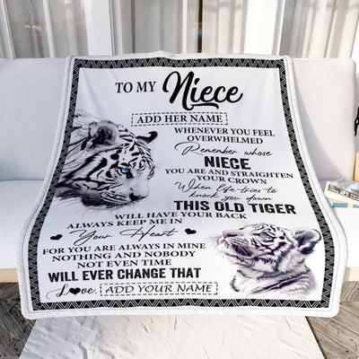 Personalized To My Niece Gifts Blanket From Aunt Uncle Whenever White Tiger Unique Birthday Gifts For Niece Graduation Christmas Customized Fleece Blanket | siriusteestore