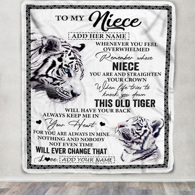 Personalized To My Niece Gifts Blanket From Aunt Uncle Whenever White Tiger Unique Birthday Gifts For Niece Graduation Christmas Customized Fleece Blanket | siriusteestore