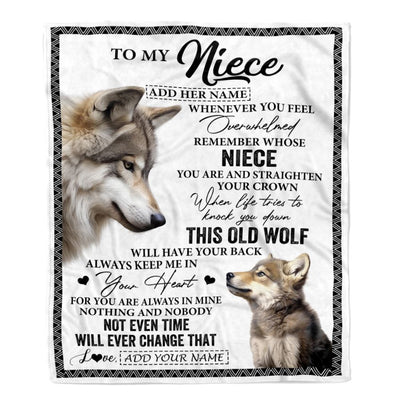 Personalized To My Niece Gifts Blanket From Aunt Uncle Whenever Wolf Unique Birthday Gifts For Niece Graduation Christmas Customized Custom Fleece Blanket | siriusteestore