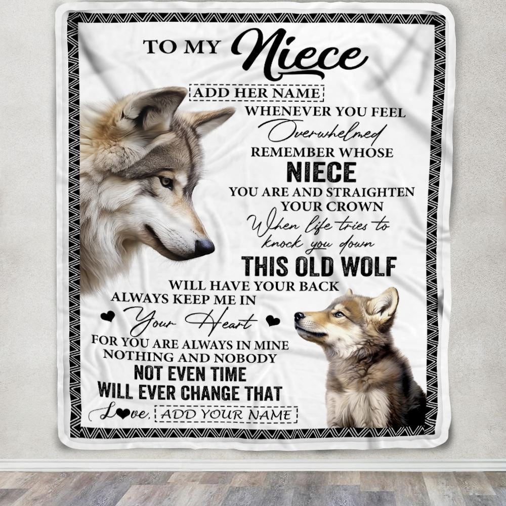 Personalized To My Niece Gifts Blanket From Aunt Uncle Whenever Wolf Unique Birthday Gifts For Niece Graduation Christmas Customized Custom Fleece Blanket | siriusteestore