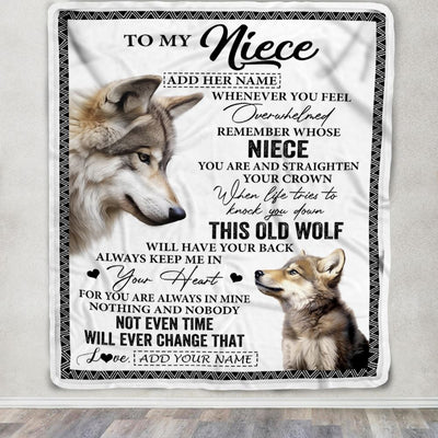 Personalized To My Niece Gifts Blanket From Aunt Uncle Whenever Wolf Unique Birthday Gifts For Niece Graduation Christmas Customized Custom Fleece Blanket | siriusteestore