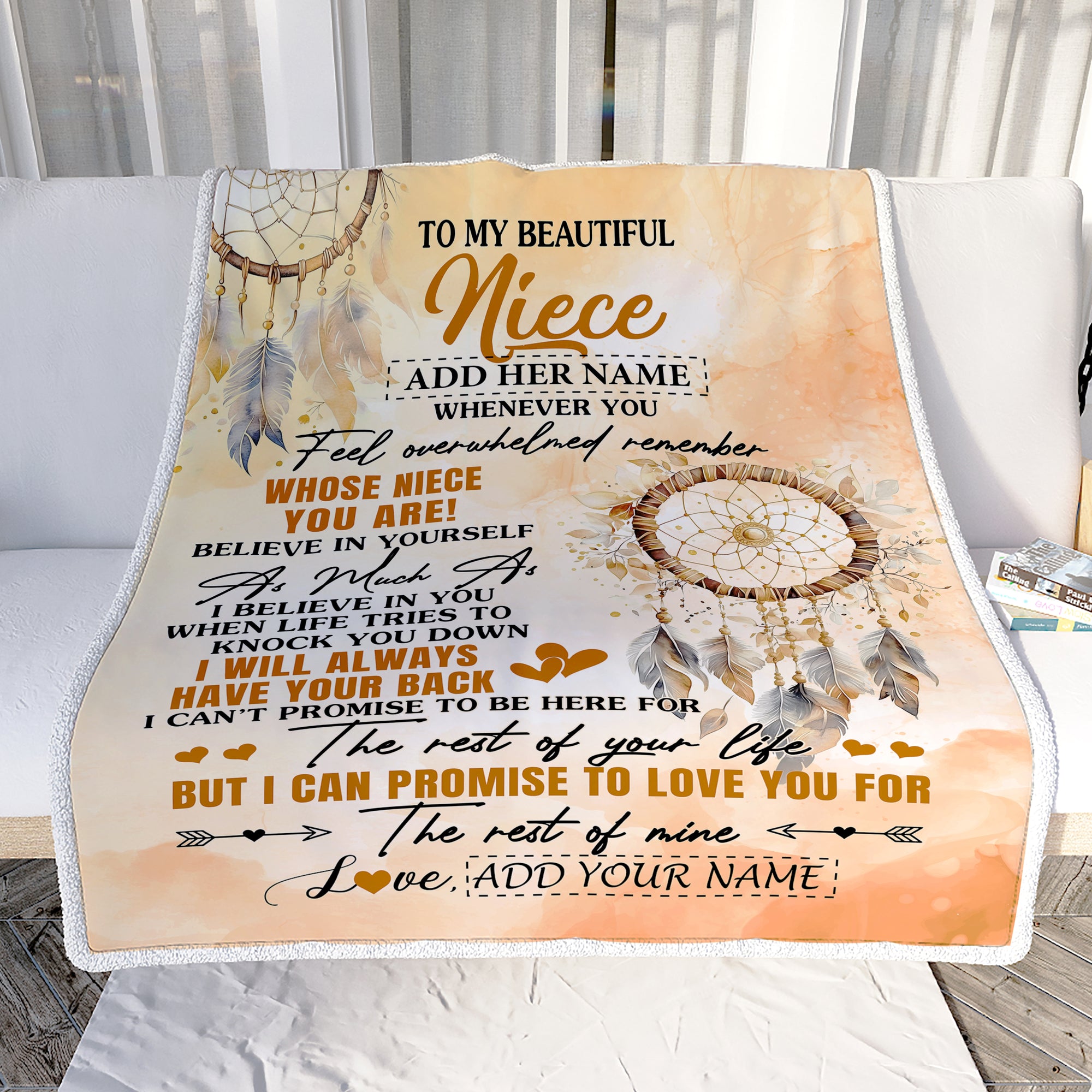 Personalized To My Niece Gifts Blanket From Aunt Uncle Whenever You Feel Dream Catcher Niece Birthday Gifts Graduation Christmas Customized Fleece Blanket | siriusteestore