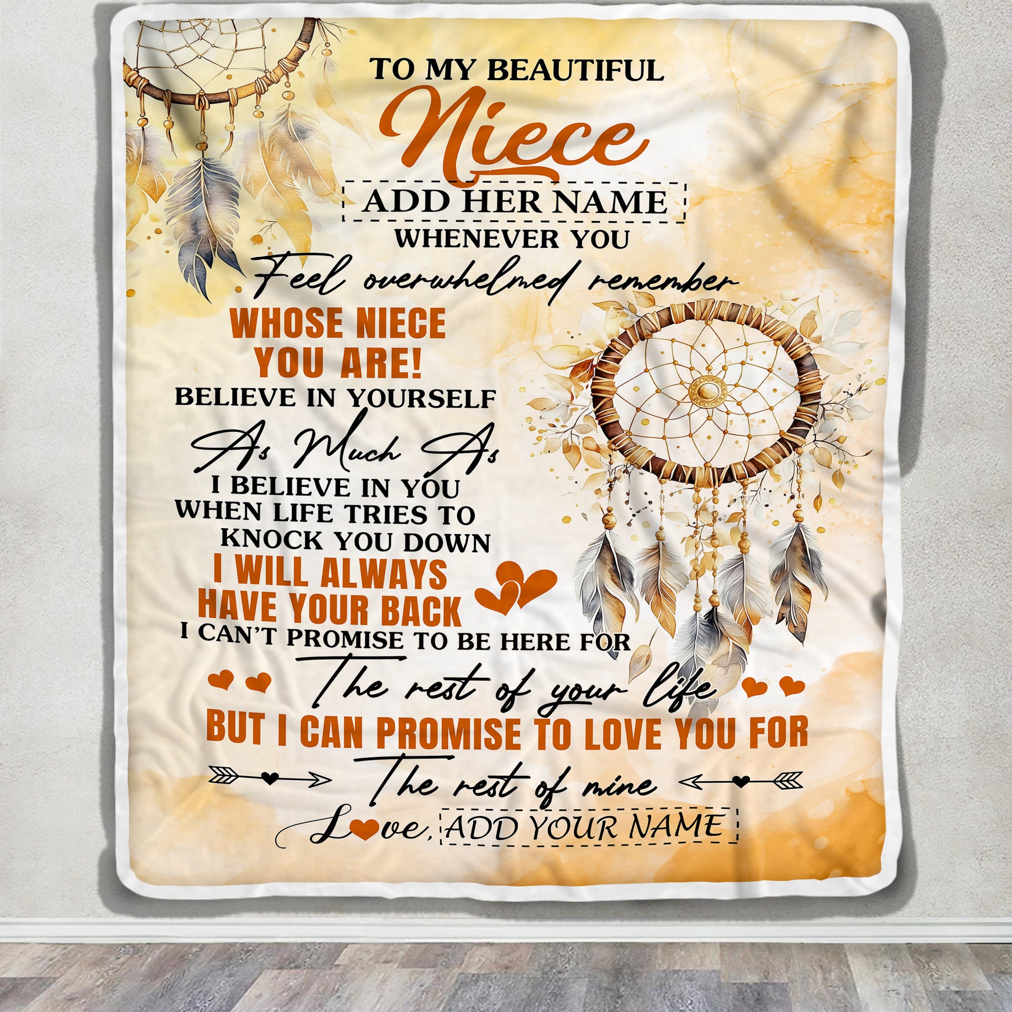 Personalized To My Niece Gifts Blanket From Aunt Uncle Whenever You Feel Dream Catcher Niece Birthday Gifts Graduation Christmas Customized Fleece Blanket | siriusteestore