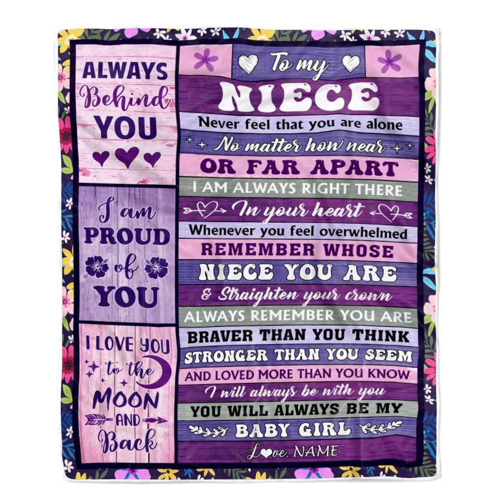 Personalized To My Niece Gifts Blanket From Aunt Uncle Wood Never Feel Alone Niece Gifts Birthday Graduation Christmas Customized Bed Fleece Throw Blanket | siriusteestore