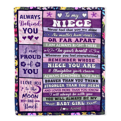 Personalized To My Niece Gifts Blanket From Aunt Uncle Wood Never Feel Alone Niece Gifts Birthday Graduation Christmas Customized Bed Fleece Throw Blanket | siriusteestore