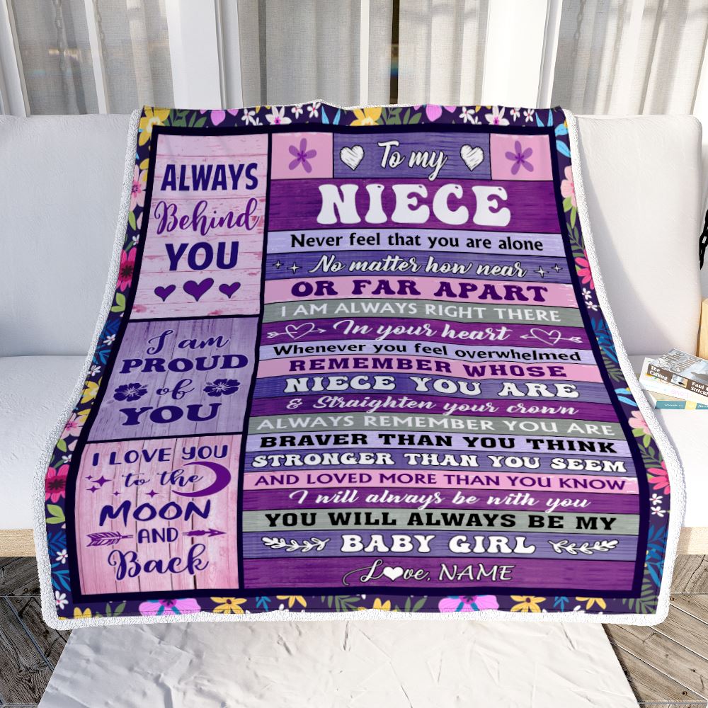 Personalized To My Niece Gifts Blanket From Aunt Uncle Wood Never Feel Alone Niece Gifts Birthday Graduation Christmas Customized Bed Fleece Throw Blanket | siriusteestore