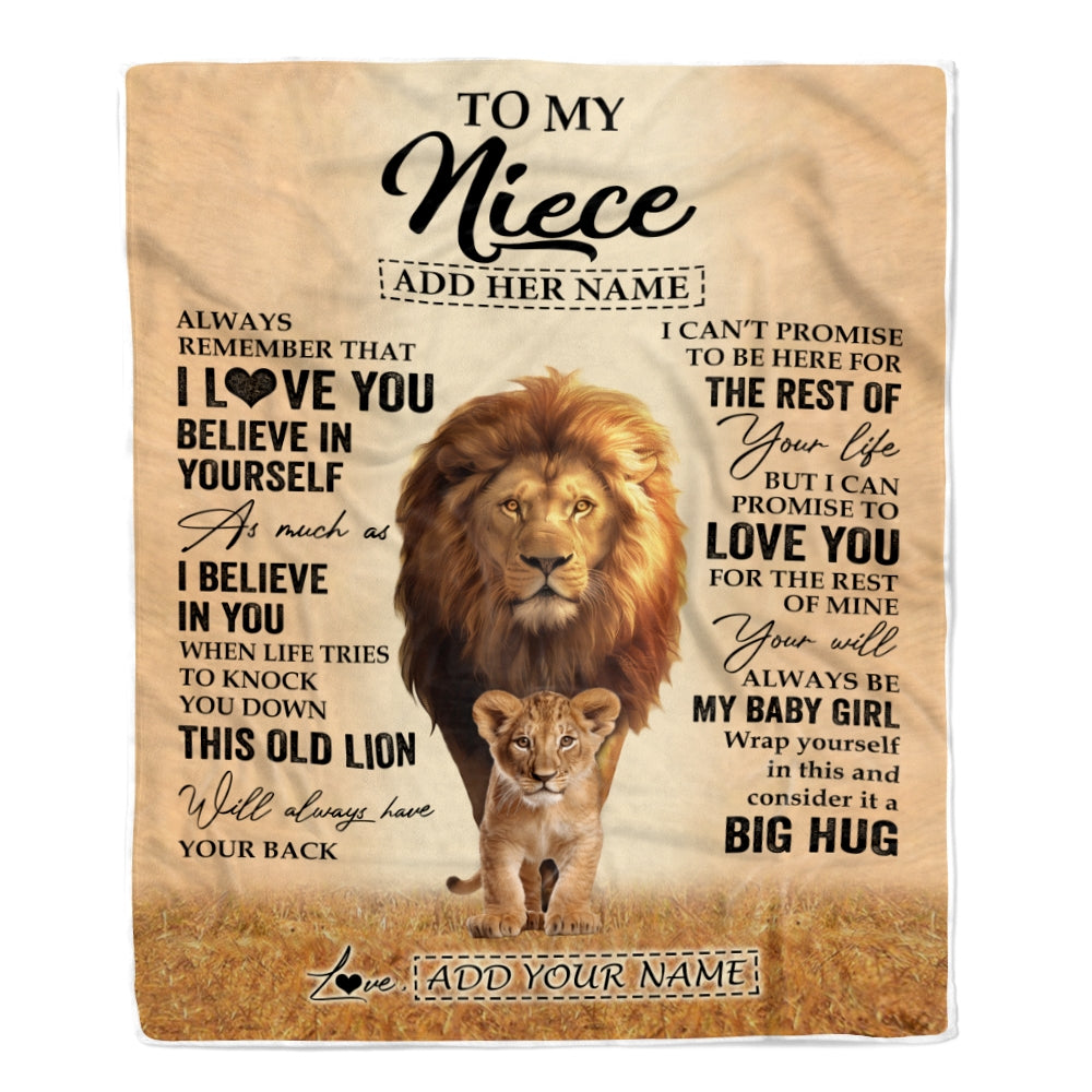 Personalized To My Niece Gifts Blanket From Uncle Always Remember Lion Gifts For Niece Birthday Graduation Christmas Customized Fleece Throw Blanket | siriusteestore