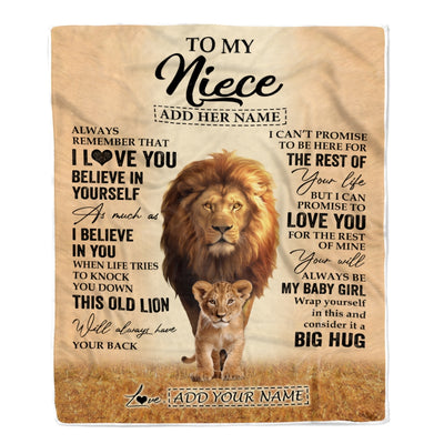Personalized To My Niece Gifts Blanket From Uncle Always Remember Lion Gifts For Niece Birthday Graduation Christmas Customized Fleece Throw Blanket | siriusteestore