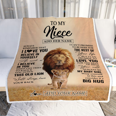 Personalized To My Niece Gifts Blanket From Uncle Always Remember Lion Gifts For Niece Birthday Graduation Christmas Customized Fleece Throw Blanket | siriusteestore