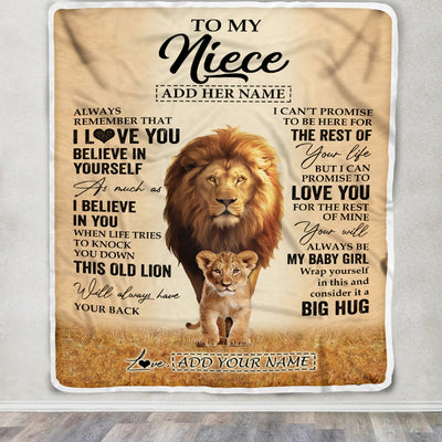 Personalized To My Niece Gifts Blanket From Uncle Always Remember Lion Gifts For Niece Birthday Graduation Christmas Customized Fleece Throw Blanket | siriusteestore