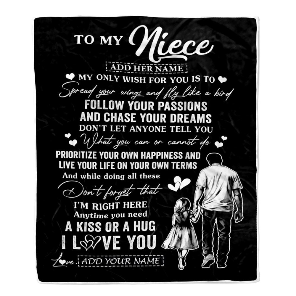 Personalized To My Niece Gifts Blanket From Uncle My Only Wish For You Niece Birthday Gifts Graduation Christmas Customized Fleece Throw Blanket | siriusteestore