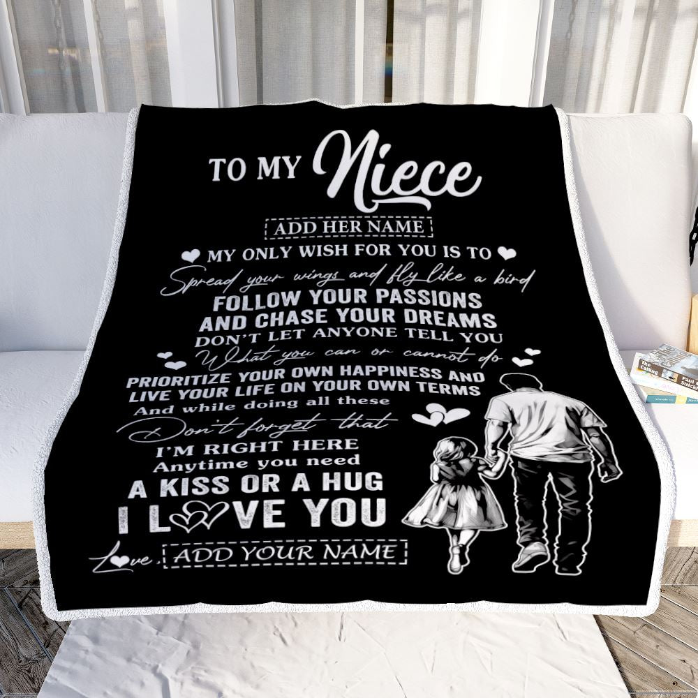 Personalized To My Niece Gifts Blanket From Uncle My Only Wish For You Niece Birthday Gifts Graduation Christmas Customized Fleece Throw Blanket | siriusteestore