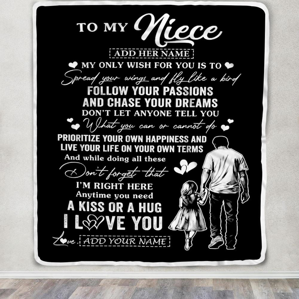 Personalized To My Niece Gifts Blanket From Uncle My Only Wish For You Niece Birthday Gifts Graduation Christmas Customized Fleece Throw Blanket | siriusteestore