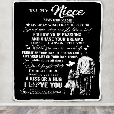 Personalized To My Niece Gifts Blanket From Uncle My Only Wish For You Niece Birthday Gifts Graduation Christmas Customized Fleece Throw Blanket | siriusteestore