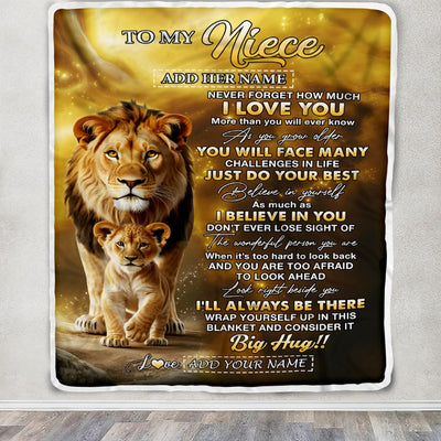 Personalized To My Niece Gifts Blanket From Uncle Never Forget How Much I Love You Lion Niece Birthday Gifts Christmas Customized Fleece Throw Blanket | siriusteestore