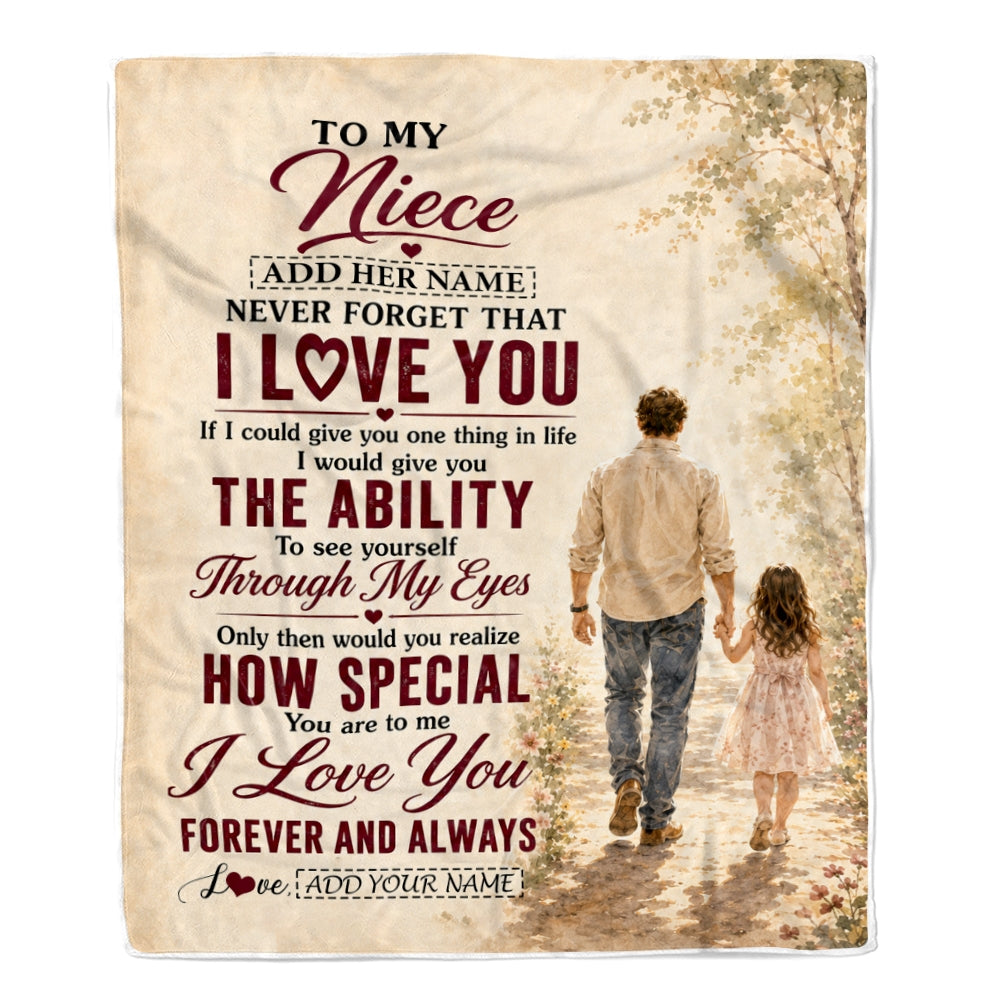 Personalized To My Niece Gifts Blanket From Uncle Niece Holding Hands Letter Birthday Gift Graduation Christmas Customized Bed Fleece Throw Blanket | siriusteestore