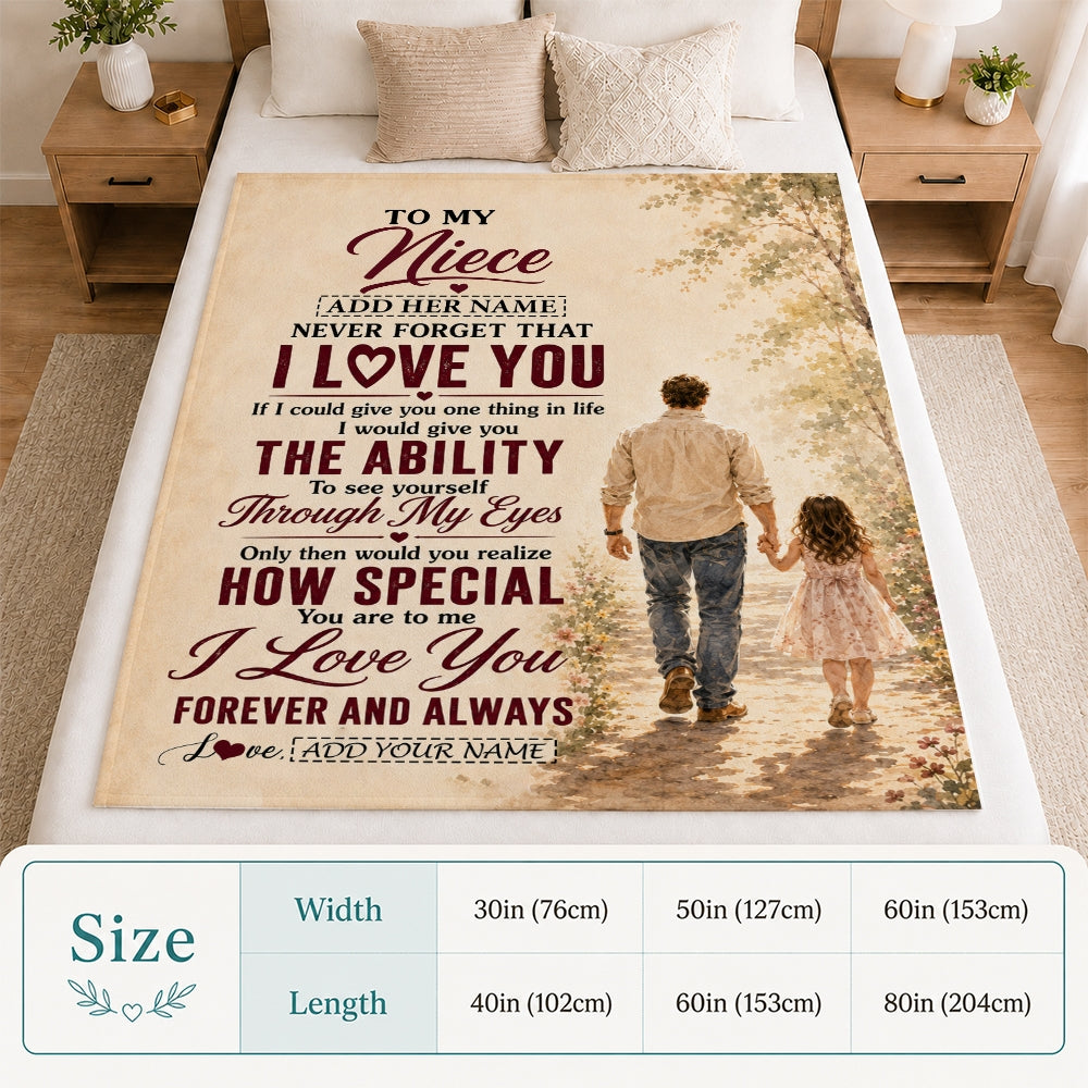 Personalized To My Niece Gifts Blanket From Uncle Niece Holding Hands Letter Birthday Gift Graduation Christmas Customized Bed Fleece Throw Blanket | siriusteestore
