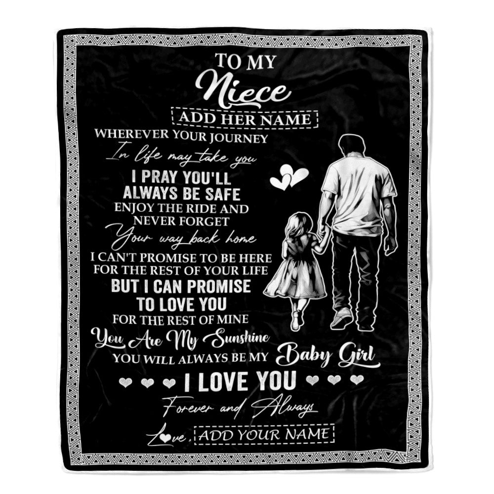 Personalized To My Niece Gifts Blanket From Uncle Wherever Your Journey In Life Uncle Niece Birthday Gifts Christmas Customized Fleece Throw Blanket | siriusteestore