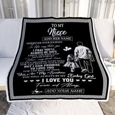 Personalized To My Niece Gifts Blanket From Uncle Wherever Your Journey In Life Uncle Niece Birthday Gifts Christmas Customized Fleece Throw Blanket | siriusteestore