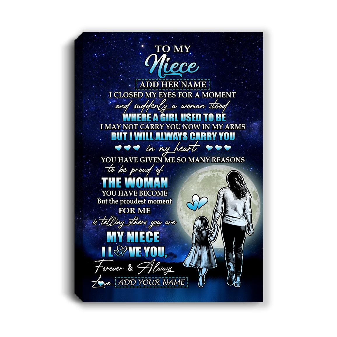 Personalized To My Niece Gifts Canvas From Aunt Auntie I Closed My Eyes For A Moment Niece Birthday Graduation Christmas Custom Wall Art Print Framed Canvas | siriusteestore