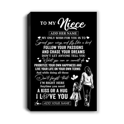 Personalized To My Niece Gifts Canvas From Aunt Auntie My Only Wish For You Niece Birthday Gifts Graduation Christmas Custom Wall Art Print Framed Canvas | siriusteestore