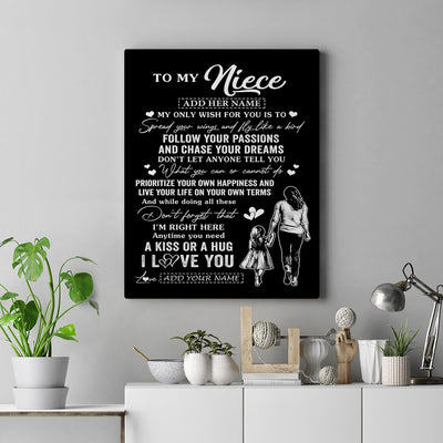 Personalized To My Niece Gifts Canvas From Aunt Auntie My Only Wish For You Niece Birthday Gifts Graduation Christmas Custom Wall Art Print Framed Canvas | siriusteestore