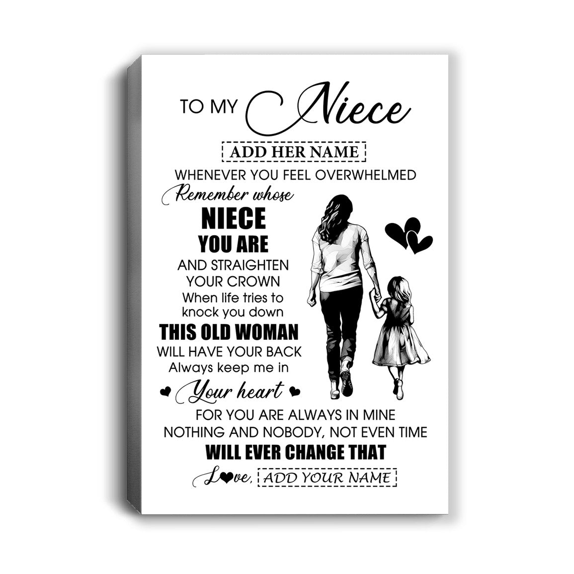 Personalized To My Niece Gifts Canvas From Aunt Auntie Whenever Woman Unique Birthday Gifts For Niece Graduation Christmas Custom Wall Art Print Framed Canvas | siriusteestore