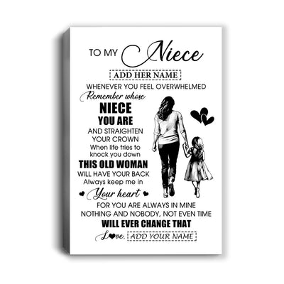 Personalized To My Niece Gifts Canvas From Aunt Auntie Whenever Woman Unique Birthday Gifts For Niece Graduation Christmas Custom Wall Art Print Framed Canvas | siriusteestore