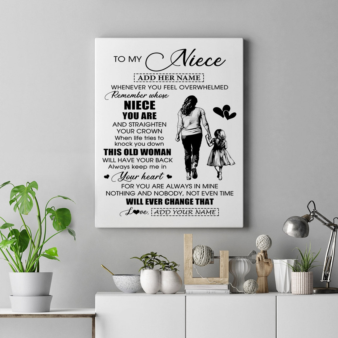 Personalized To My Niece Gifts Canvas From Aunt Auntie Whenever Woman Unique Birthday Gifts For Niece Graduation Christmas Custom Wall Art Print Framed Canvas | siriusteestore