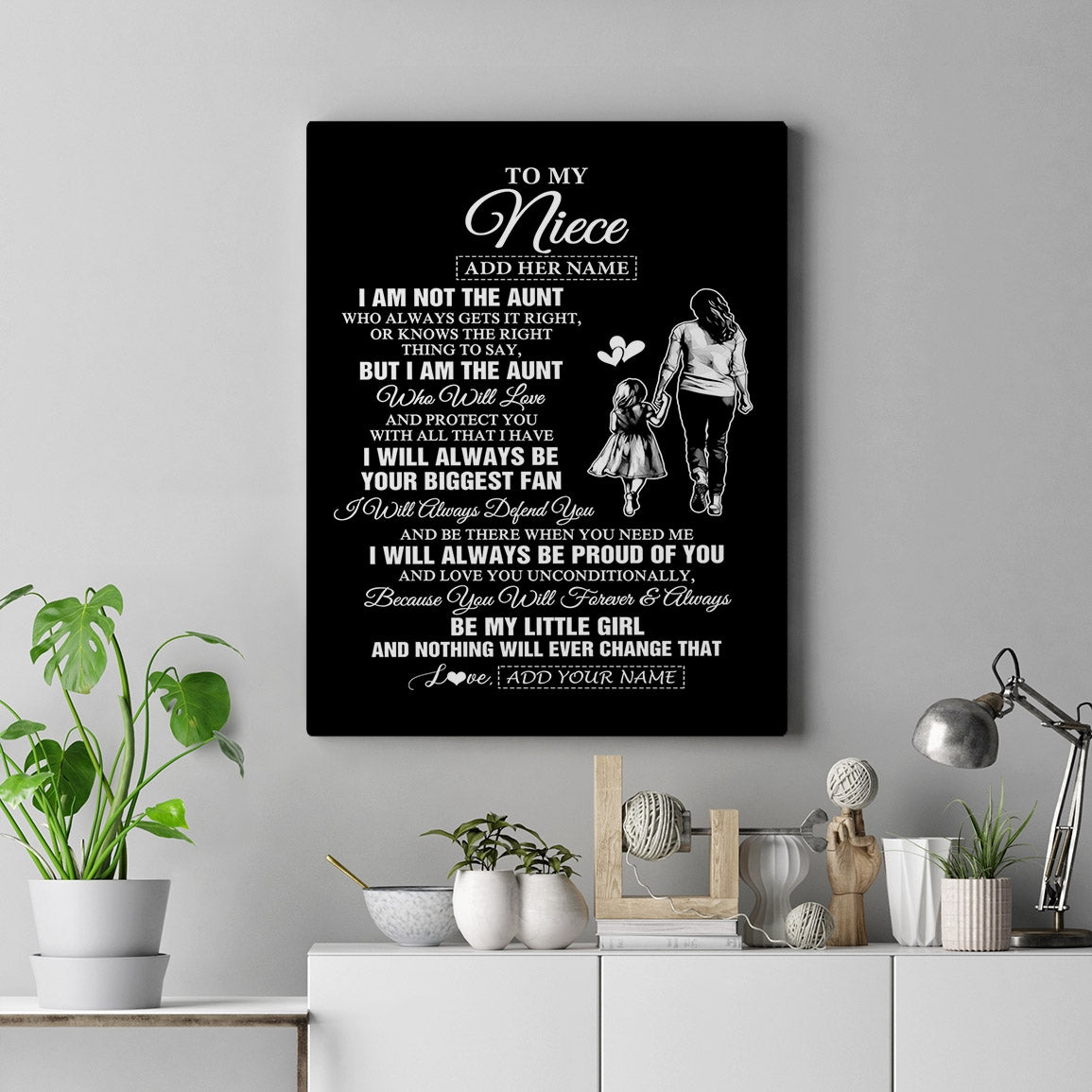 Personalized To My Niece Gifts Canvas From Aunt Biggest Fan Birthday Gifts For Niece From Aunt Auntie Niece Graduation Christmas Custom Wall Art Framed Canvas | siriusteestore