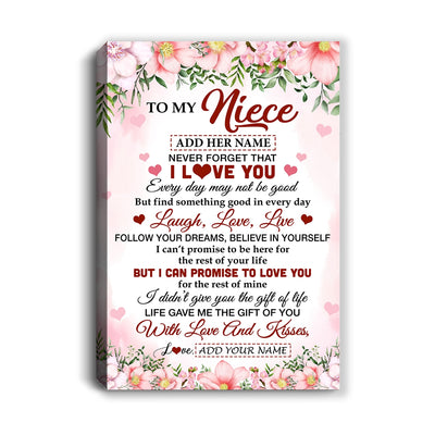 Personalized To My Niece Gifts Canvas From Aunt Uncle Auntie Floral I Love You Birthday Gifts For Niece Graduation Christmas Customized Wall Art Framed Canvas | siriusteestore