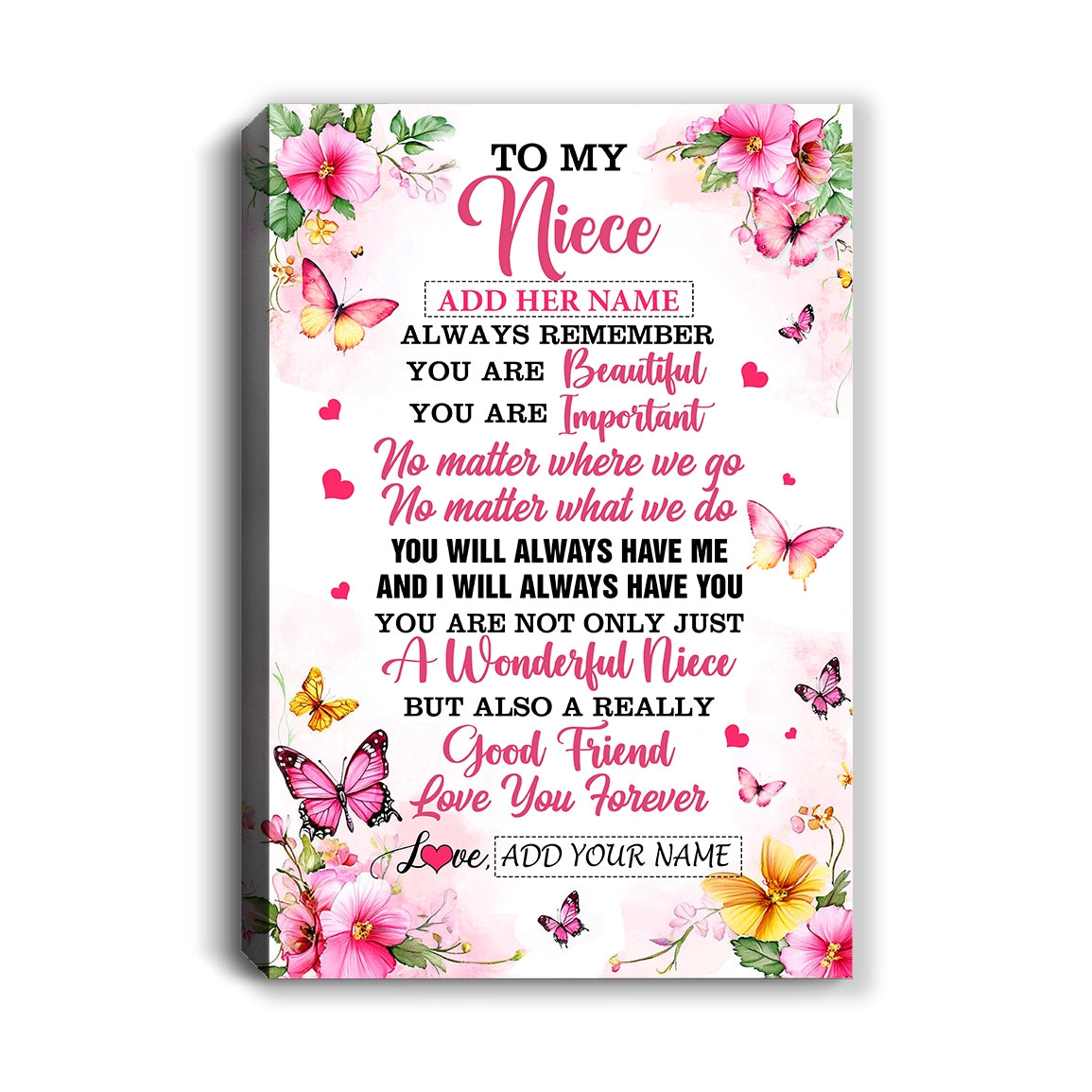 Personalized To My Niece Gifts Canvas From Aunt Uncle Auntie You Are Beautiful Birthday Gifts For Niece Graduation Christmas Custom Wall Art Framed Canvas | siriusteestore