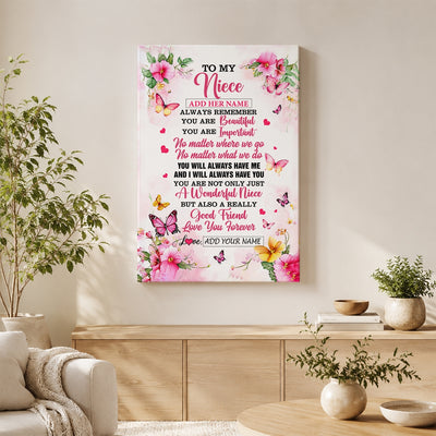 Personalized To My Niece Gifts Canvas From Aunt Uncle Auntie You Are Beautiful Birthday Gifts For Niece Graduation Christmas Custom Wall Art Framed Canvas | siriusteestore