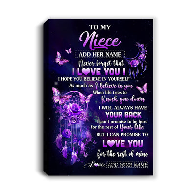 Personalized To My Niece Gifts Canvas From Aunt Uncle Floral Butterfly Love You Niece Birthday Gifts Graduation Christmas Custom Wall Art Printed Framed Canvas | siriusteestore