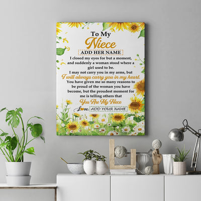 Personalized To My Niece Gifts Canvas From Aunt Uncle I Closed My Eyes Sunflower Best Niece Birthday Gifts Graduation Christmas Custom Custom Art Print Framed Canvas | siriusteestore