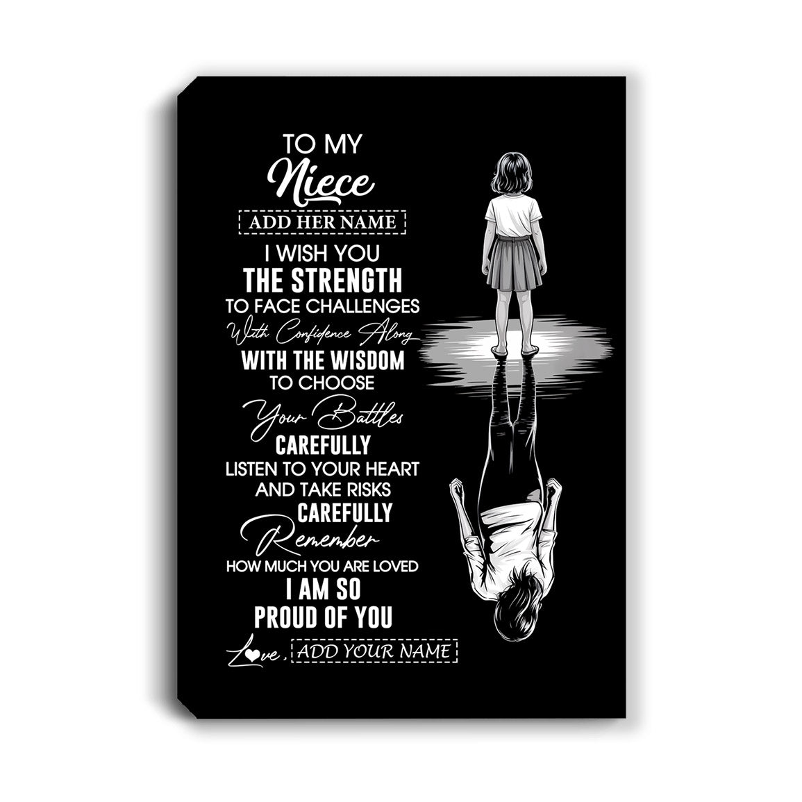 Personalized To My Niece Gifts Canvas From Aunt Uncle I Wish You The Strength Aunt Niece Birthday Gifts Christmas Graduation Custom Wall Art Framed Canvas | siriusteestore