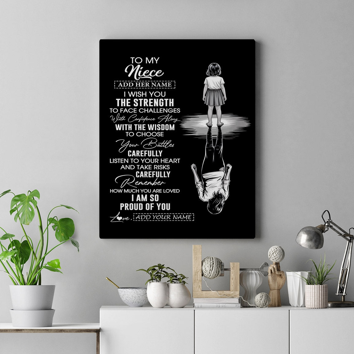 Personalized To My Niece Gifts Canvas From Aunt Uncle I Wish You The Strength Aunt Niece Birthday Gifts Christmas Graduation Custom Wall Art Framed Canvas | siriusteestore