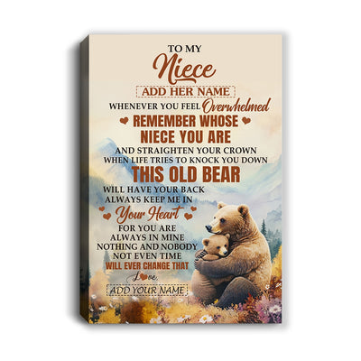 Personalized To My Niece Gifts Canvas From Aunt Uncle Whenever Bear Unique Birthday Gifts For Niece Graduation Christmas Custom Wall Art Print Framed Canvas | siriusteestore