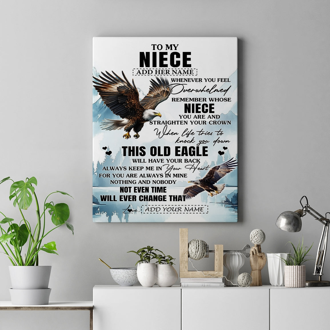 Personalized To My Niece Gifts Canvas From Aunt Uncle Whenever Eagle Unique Birthday Gifts For Niece Graduation Christmas Custom Wall Decor Wall Art Framed Canvas | siriusteestore