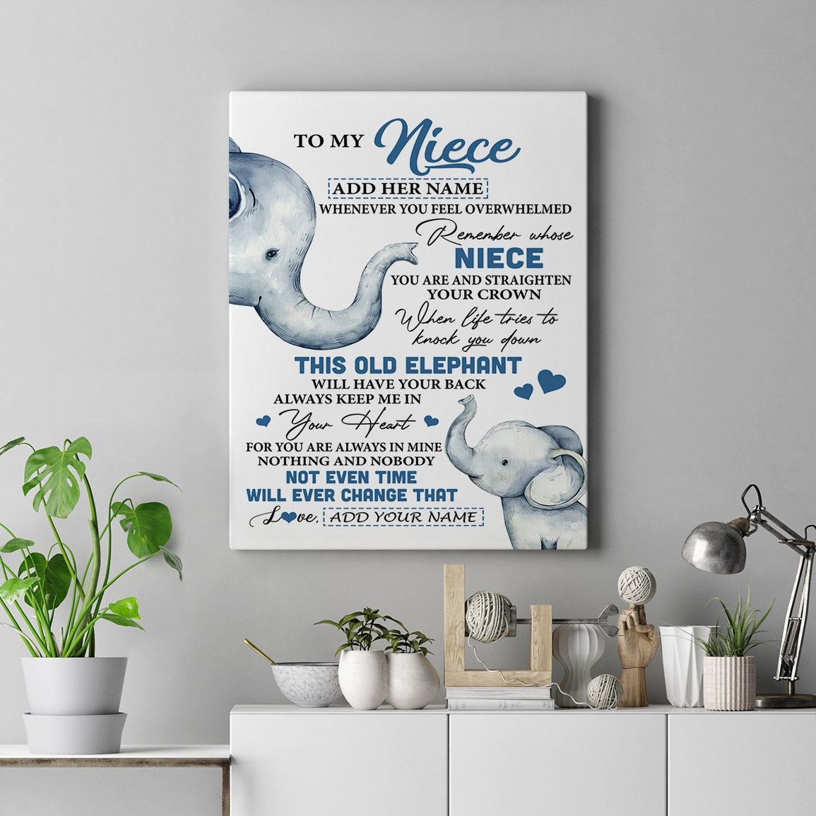 Personalized To My Niece Gifts Canvas From Aunt Uncle Whenever Elephant Unique Birthday Gifts For Niece Graduation Christmas Custom Custom Art Print Framed Canvas | siriusteestore