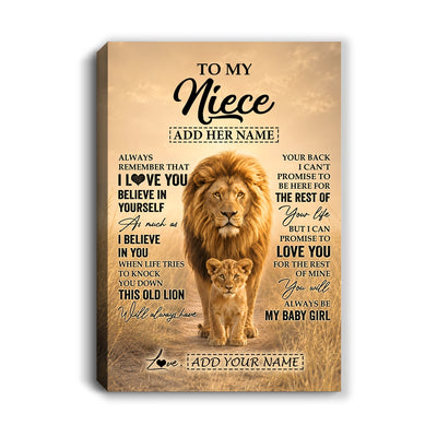 Personalized To My Niece Gifts Canvas From Uncle Always Remember Lion Gifts For Niece Birthday Graduation Christmas Custom Wall Art Framed Canvas | siriusteestore