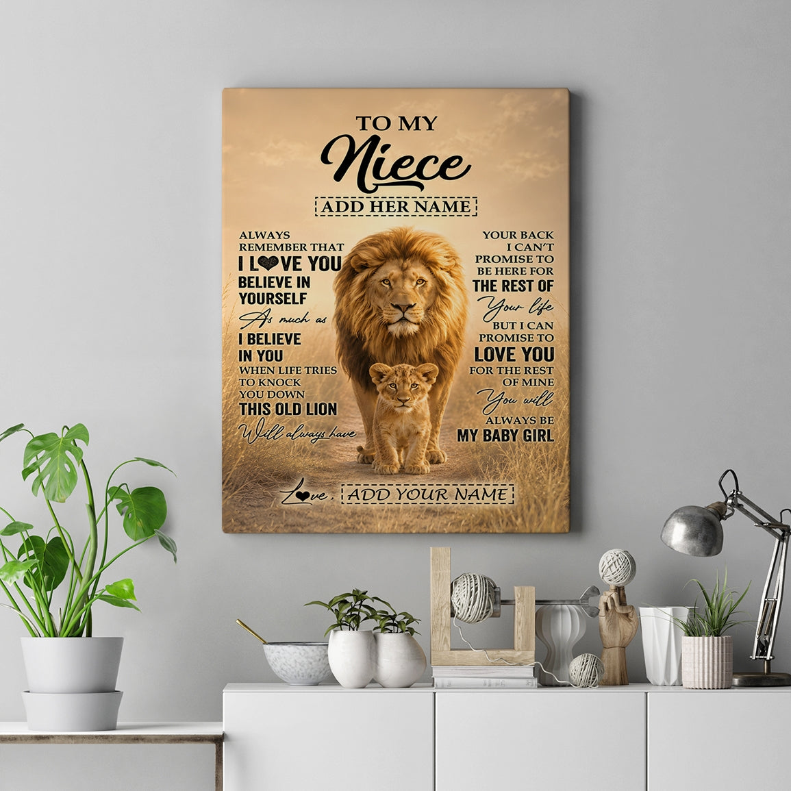 Personalized To My Niece Gifts Canvas From Uncle Always Remember Lion Gifts For Niece Birthday Graduation Christmas Custom Wall Art Framed Canvas | siriusteestore