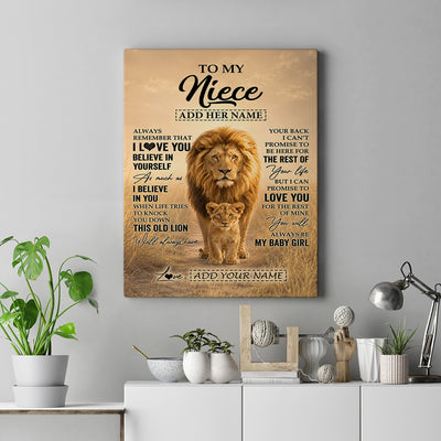 Personalized To My Niece Gifts Canvas From Uncle Always Remember Lion Gifts For Niece Birthday Graduation Christmas Custom Wall Art Framed Canvas | siriusteestore