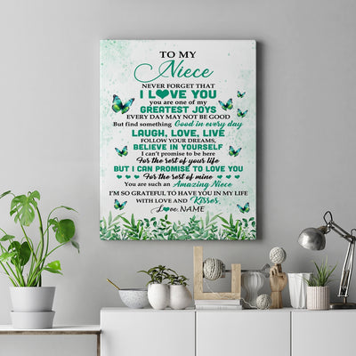 Personalized To My Niece Gifts Canvas From Uncle Aunt Auntie Butterfly Laugh Love Live Birthday Motivational Quote Christmas Custom Wall Art Print Framed Canvas | siriusteestore
