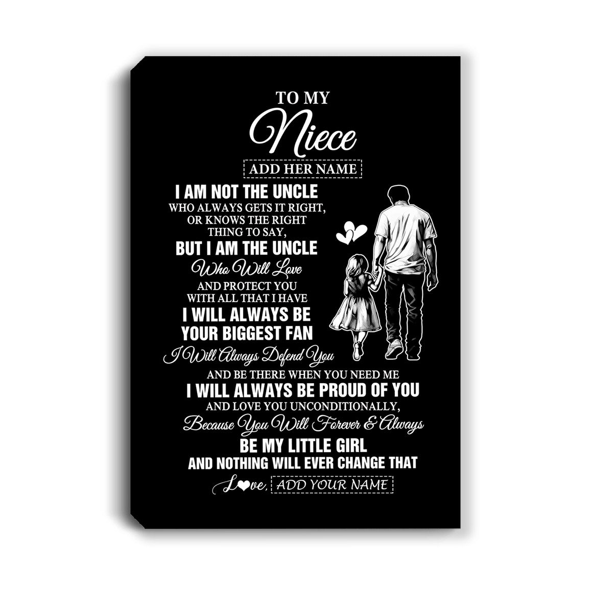 Personalized To My Niece Gifts Canvas From Uncle Biggest Fan Birthday Gifts For Niece From Uncle Niece Graduation Christmas Custom Wall Art Framed Canvas | siriusteestore