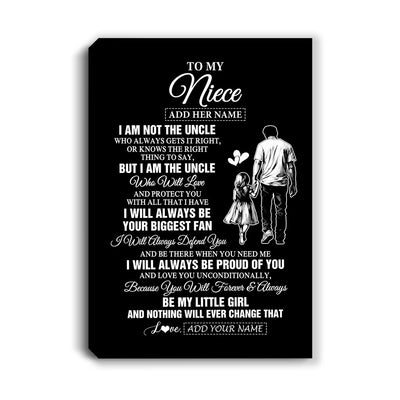 Personalized To My Niece Gifts Canvas From Uncle Biggest Fan Birthday Gifts For Niece From Uncle Niece Graduation Christmas Custom Wall Art Framed Canvas | siriusteestore