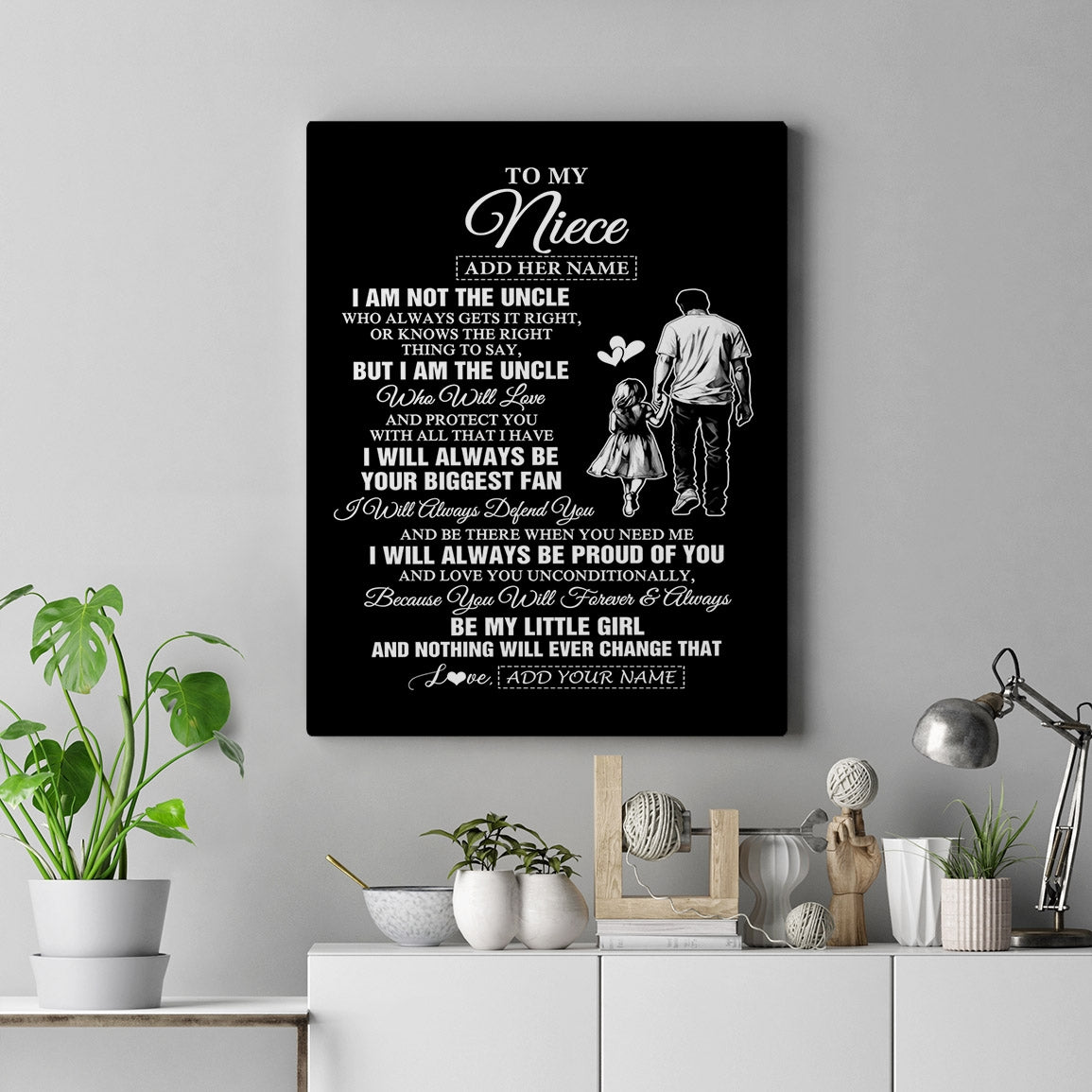 Personalized To My Niece Gifts Canvas From Uncle Biggest Fan Birthday Gifts For Niece From Uncle Niece Graduation Christmas Custom Wall Art Framed Canvas | siriusteestore