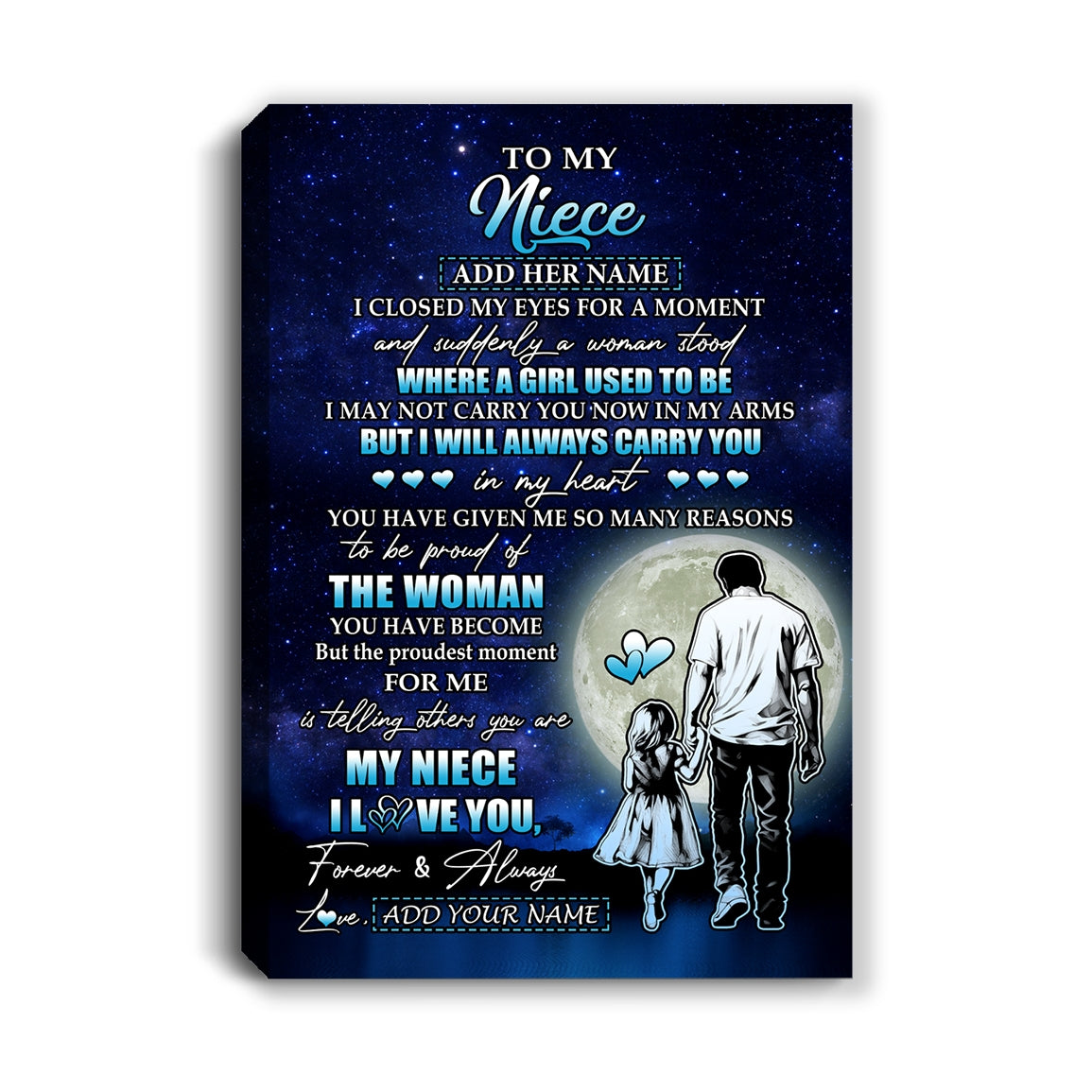 Personalized To My Niece Gifts Canvas From Uncle I Closed My Eyes For A Moment Niece Birthday Graduation Christmas Custom Wall Art Print Framed Canvas | siriusteestore